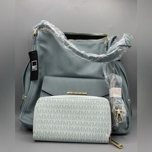 MKF Collection by Mia K Women's Blue Handbag and Wallet Set
